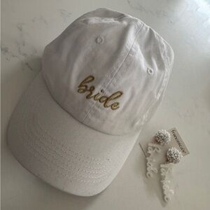 Francesca’s Bride to Be Baseball Cap & Earrings - NWT